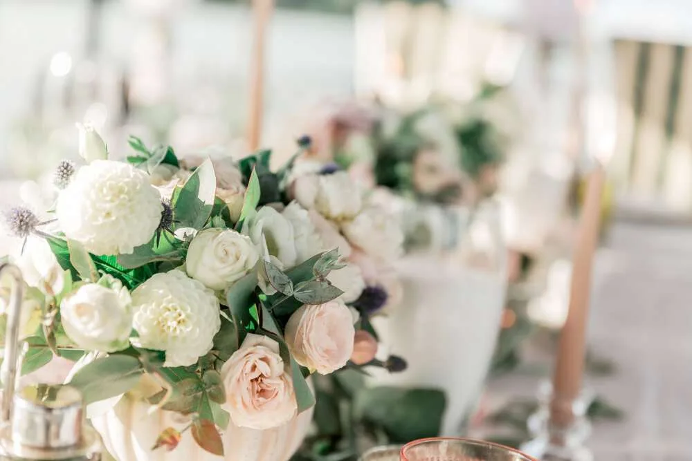 close up. beautiful bouquet on the wedding table
